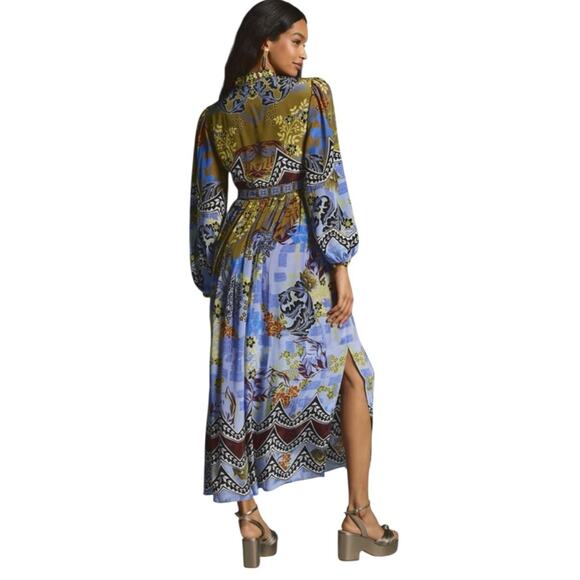 Anthropologie Bhanuni by Jyoti Patterned Beaded Midi Dress Size 2P - Picture 2 of 5